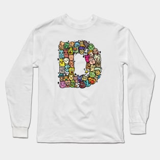 Alphabet Monster Doodle Letter D Monogram Long Sleeve T-Shirt